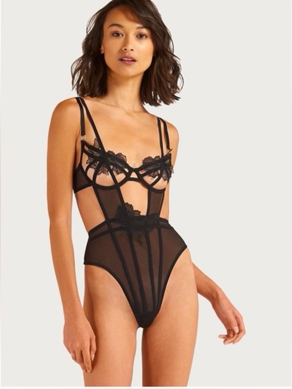 Bluebella Bodysuit Lingerie Black Lace Appliqué 34C